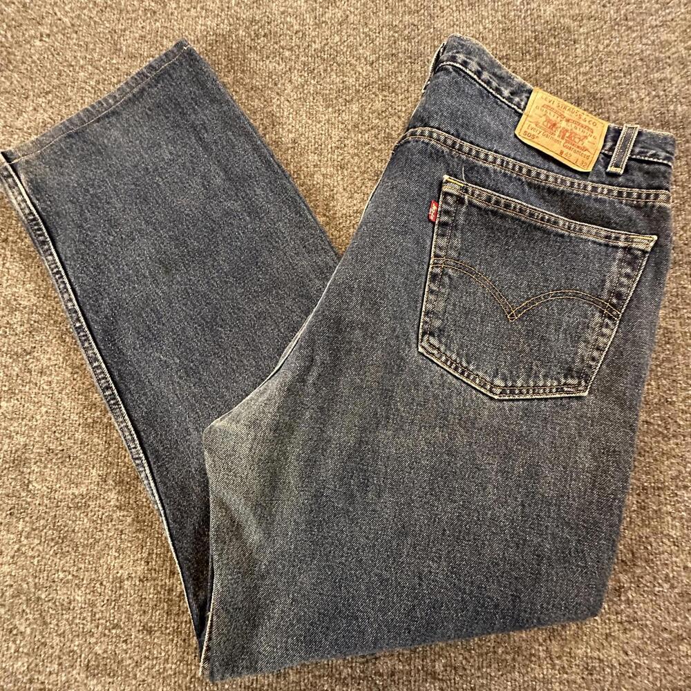 Levis 505 Regular Fit‎ Straight Leg Jeans Mens 42x32 Blue Denim 100% Cotton